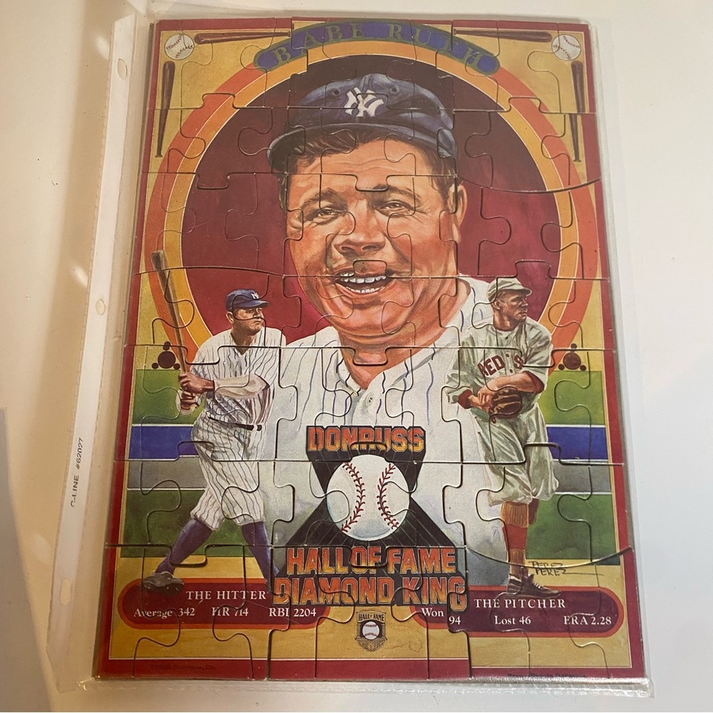 1982 Donruss Babe Ruth Hall of Fame Diamond King Puzzle 8”x11”